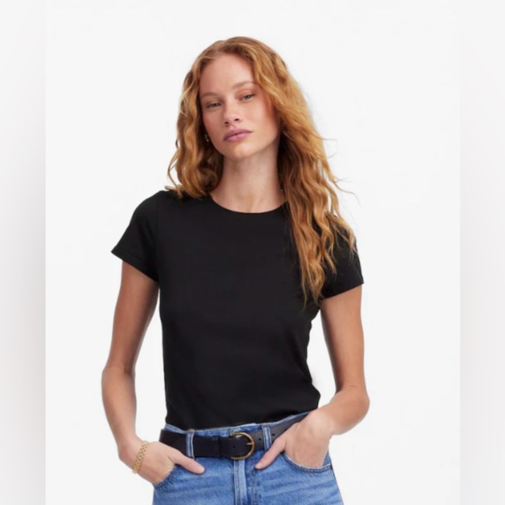 Madewell Black Fitted Short Sleeve T-Shirt Sz: XXS